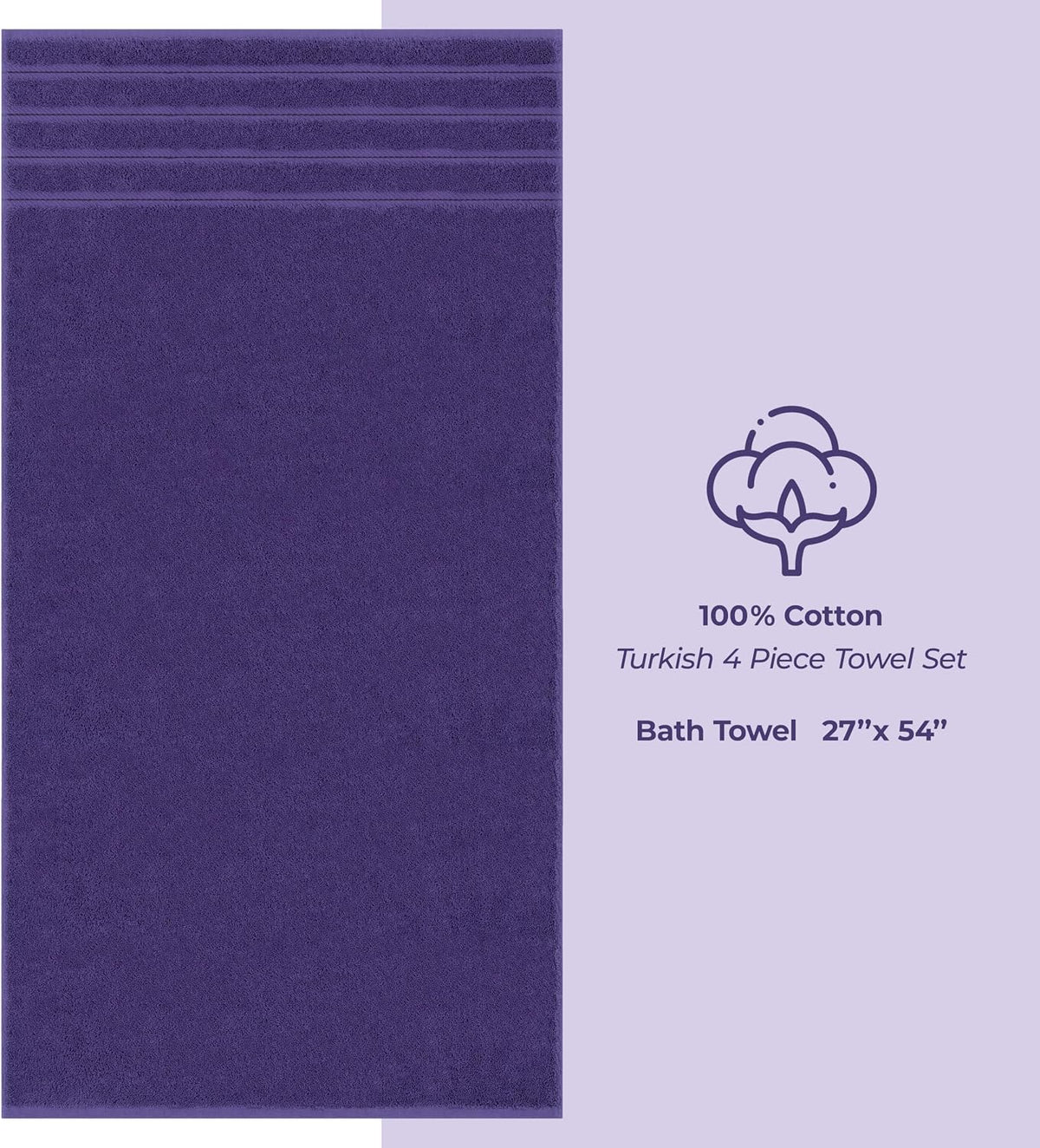 American Soft Linen 100% Cotton Luxury Turkish Towels, 4 PC Bath Towel Set