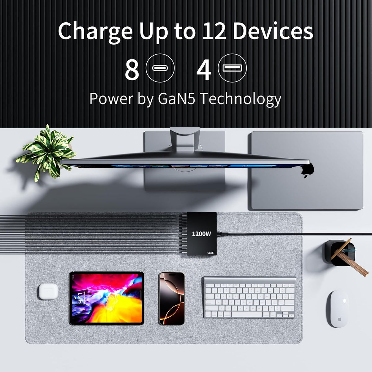 1200W USB C Charger Block Fast 12 Port MacBook Pro Charging Station | 140W PD PPS AVS HUB for All iPhone 17 Pro Max/17 Air/16 SE/Samsung Galaxy 26/ MacBook Pro/Air/iPad Pro/240W Cable