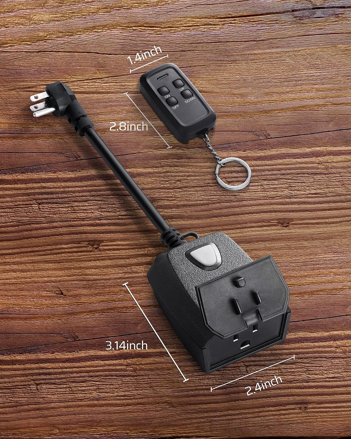 DEWENWILS Outdoor Dimmer for String Lights, 2 Remotes Control Dimmable Plug